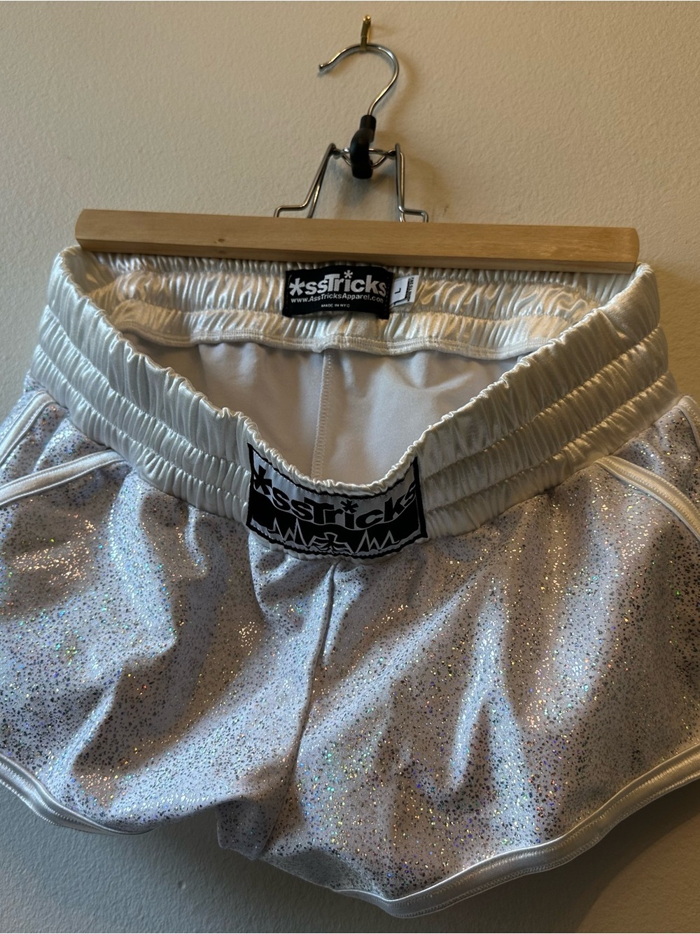 Silver Glitter Athletic Shorts for Men